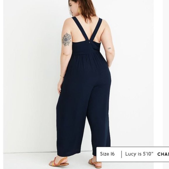 NWT Madewell V-Back Covered Button Front Wide Leg Sleeveless Jumpsuit- Sz 10 NYE - Picture 14 of 15